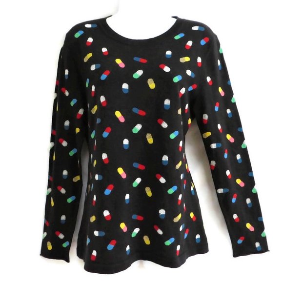 Replica Sweaters - Replica Los Angeles Black Sweater Crew Slim Novelty Chill Pill M